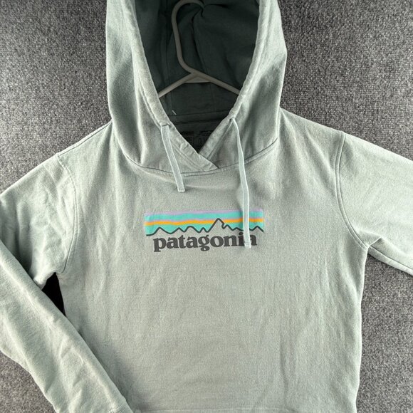 Patagonia Uprisal Hoodie Women Light Blue Graphic Pullover Fleece Inside Adult - Picture 1 of 14